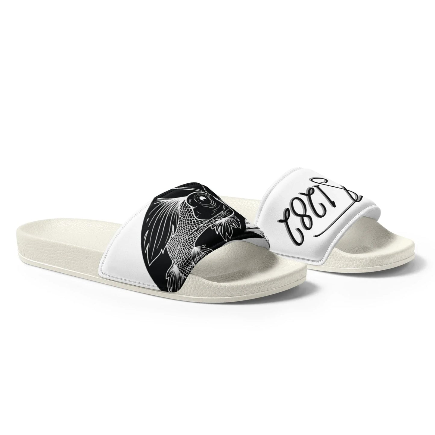 MS1282 Da Strat Classic womens slides black white athletic sandals sportswear slip on slides