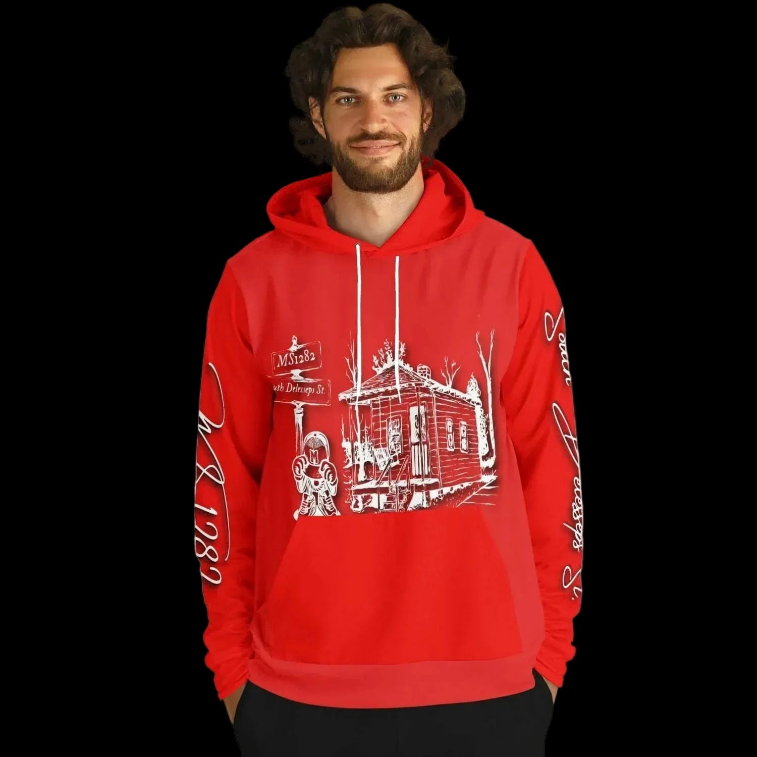 MS1282 Da Strat Classic red white mens hoodie southern sportswear athletic streetwear