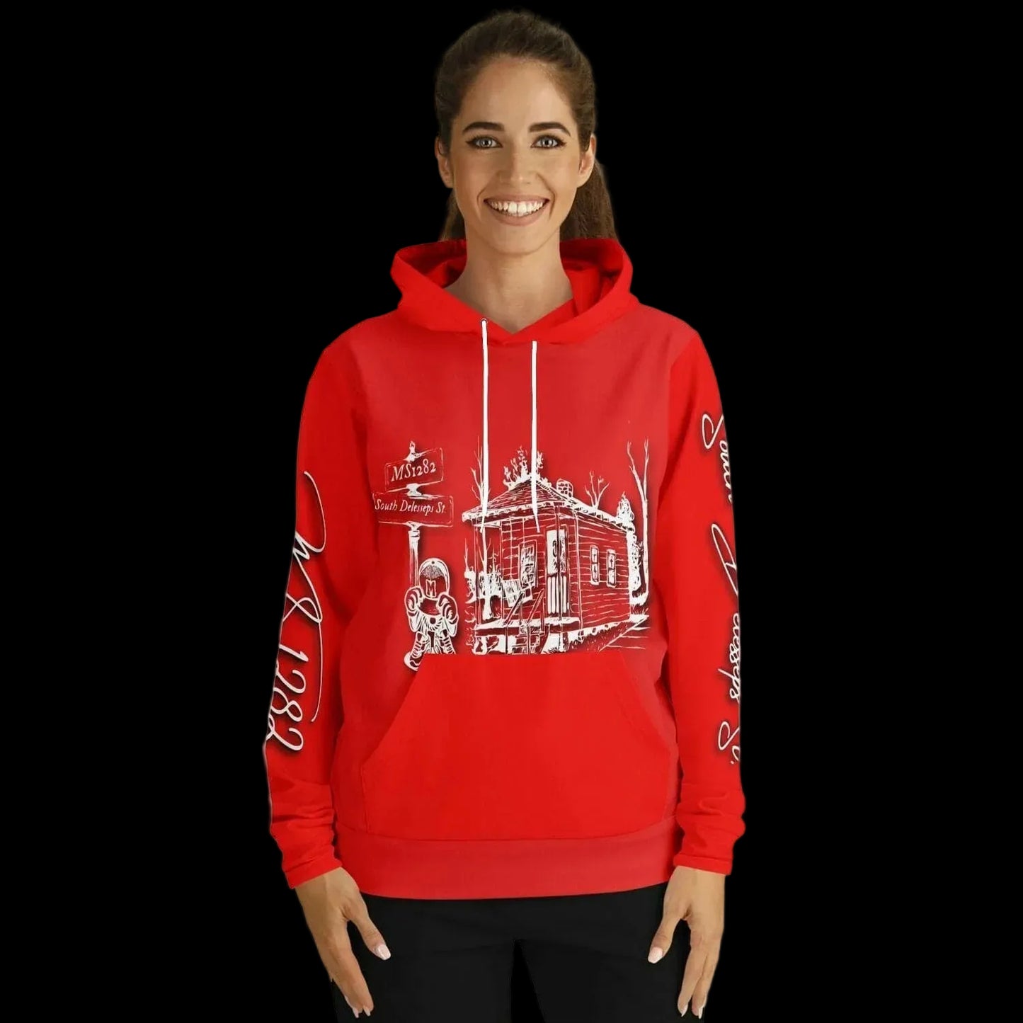 MS1282 Da Strat Classic red white womens hoodie southern sportswear athletic streetwear