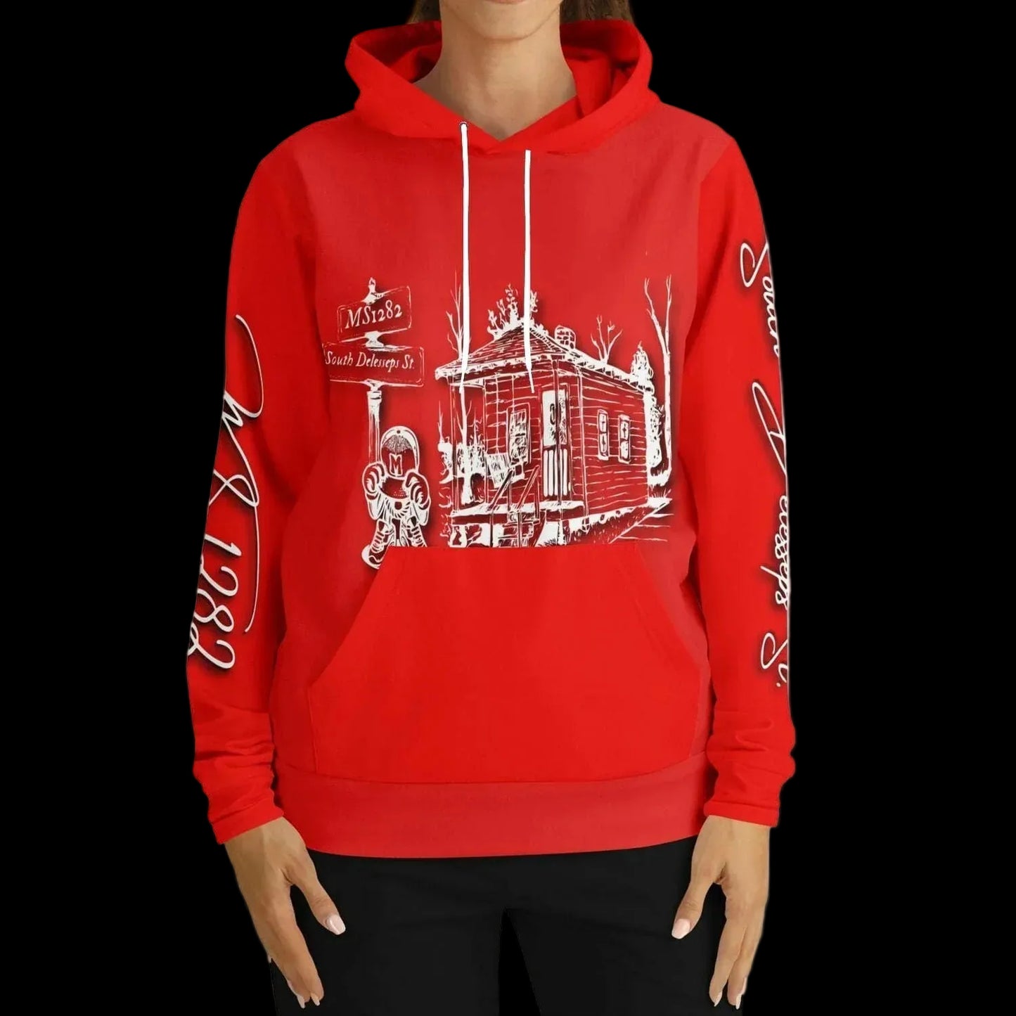 MS1282 Da Strat Classic red white womens hoodie southern sportswear athletic streetwear