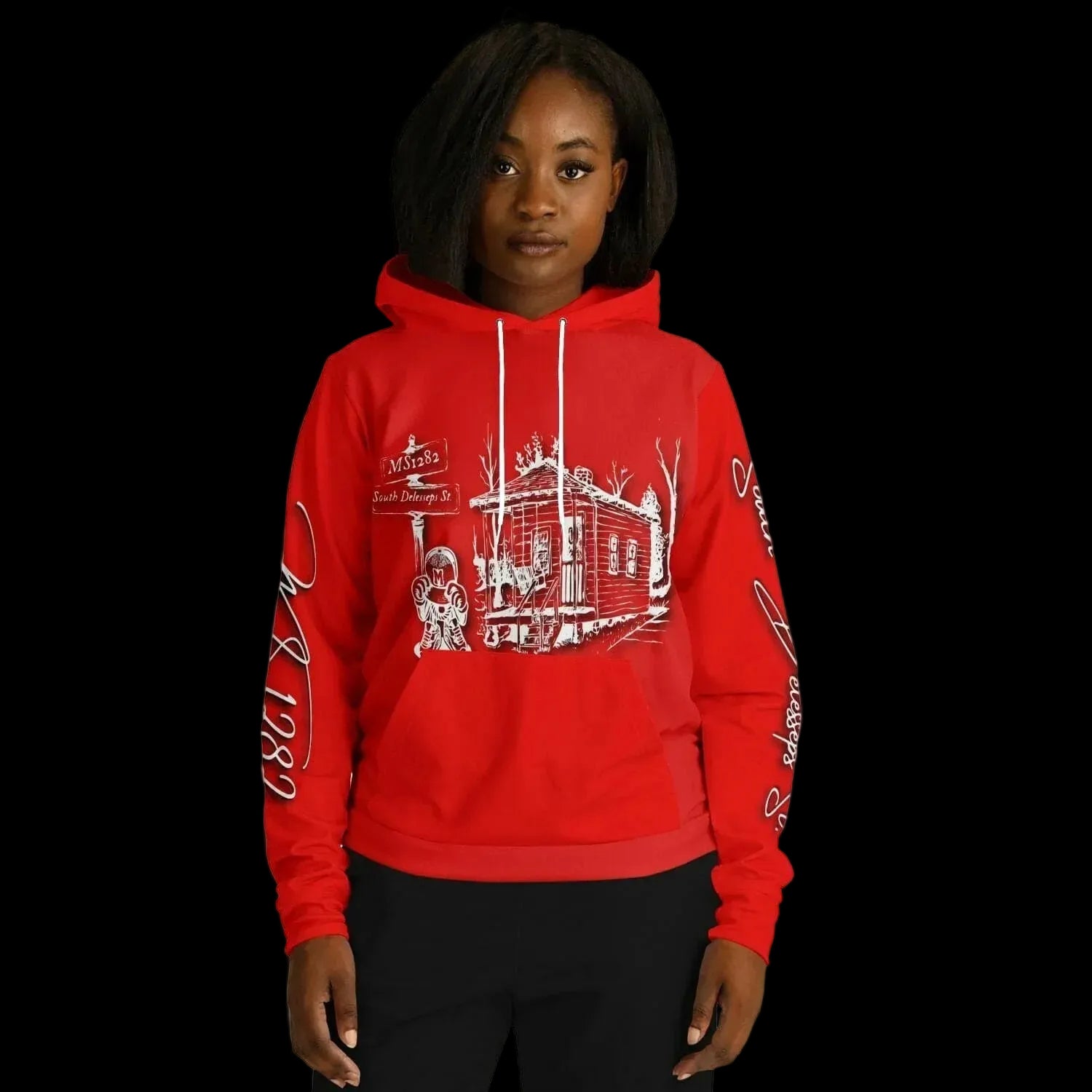 MS1282 Da Strat Classic red white womens hoodie southern sportswear athletic streetwear
