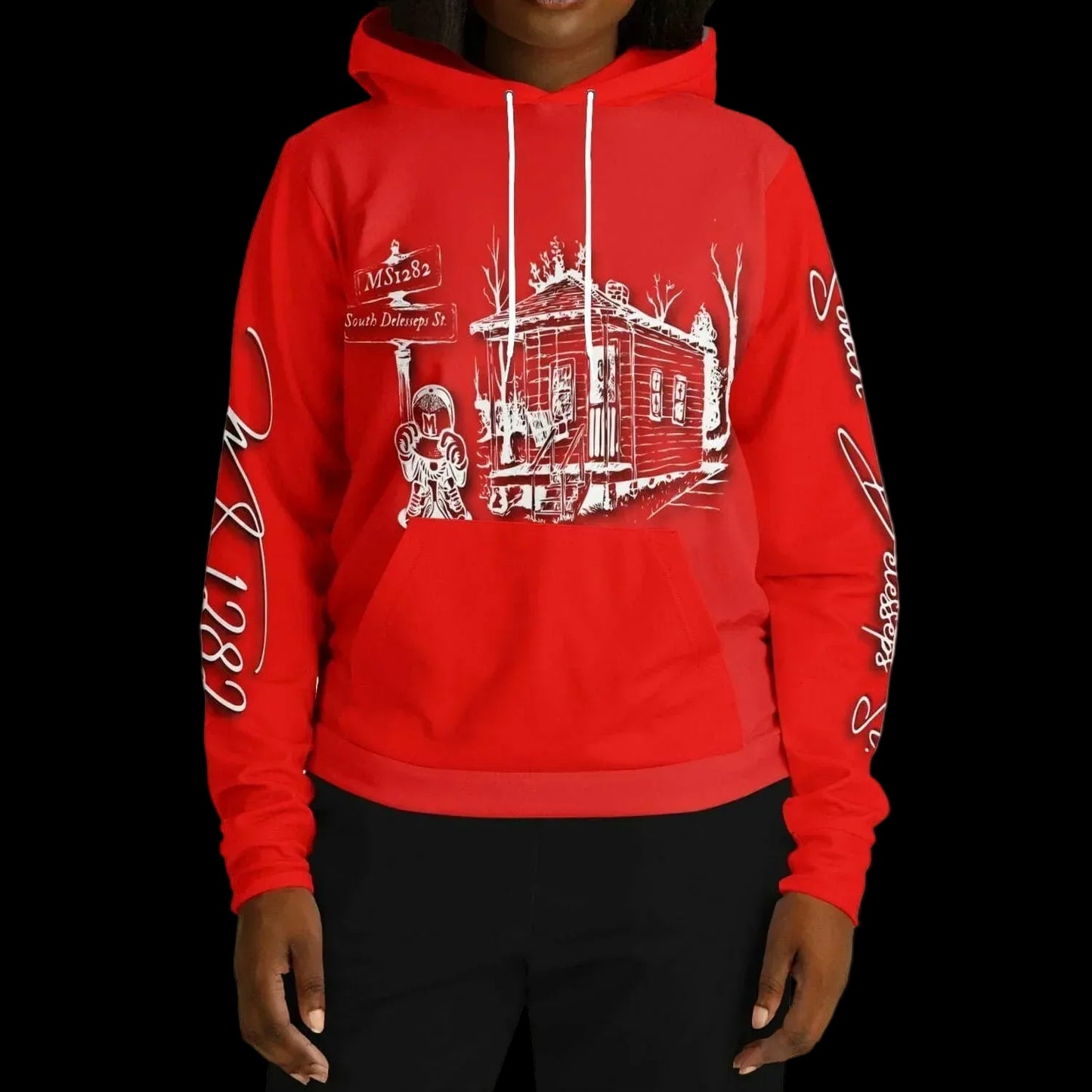 MS1282 Da Strat Classic red white womens hoodie southern sportswear athletic streetwear