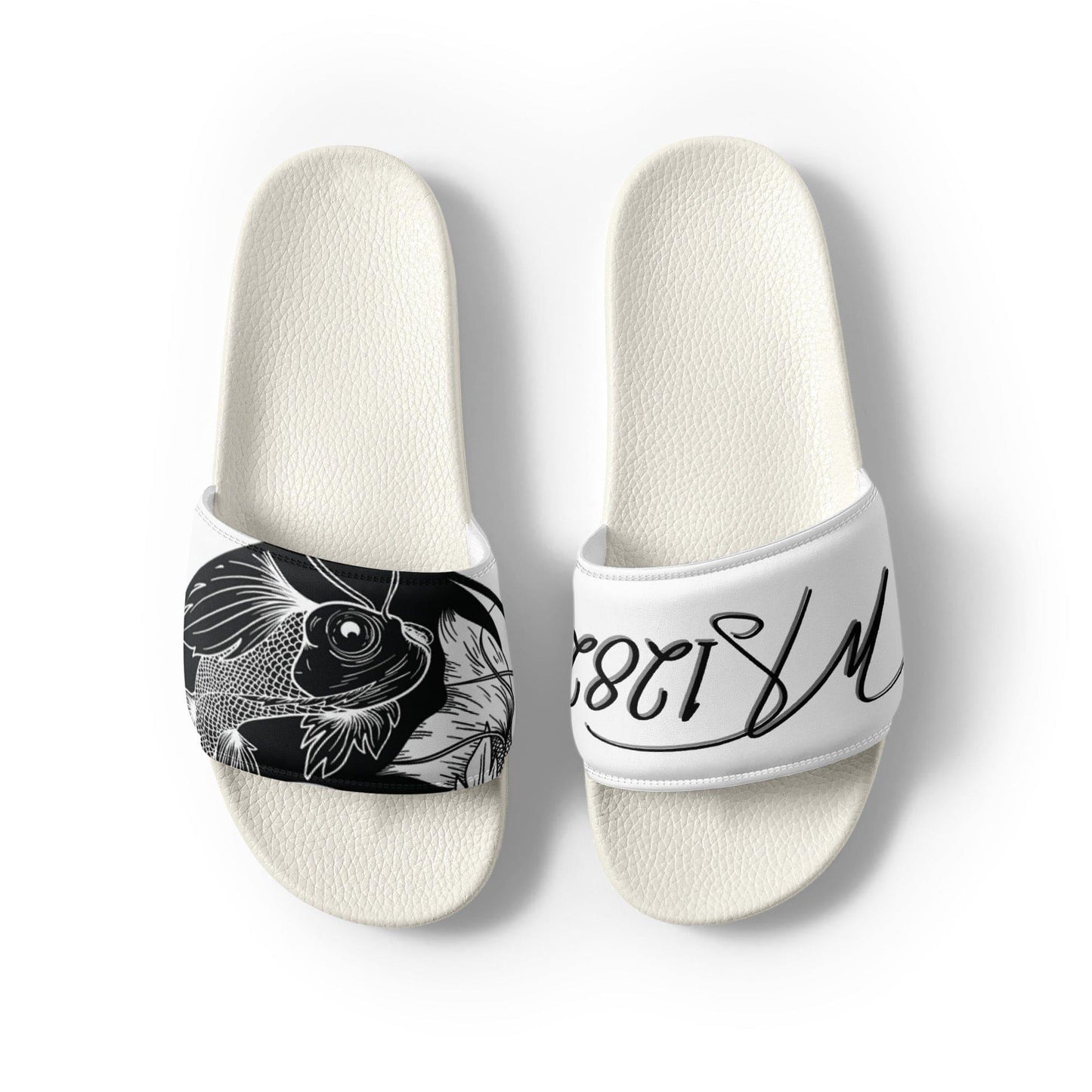 MS1282 Da Strat Classic womens slides black white athletic sandals sportswear slip on slides