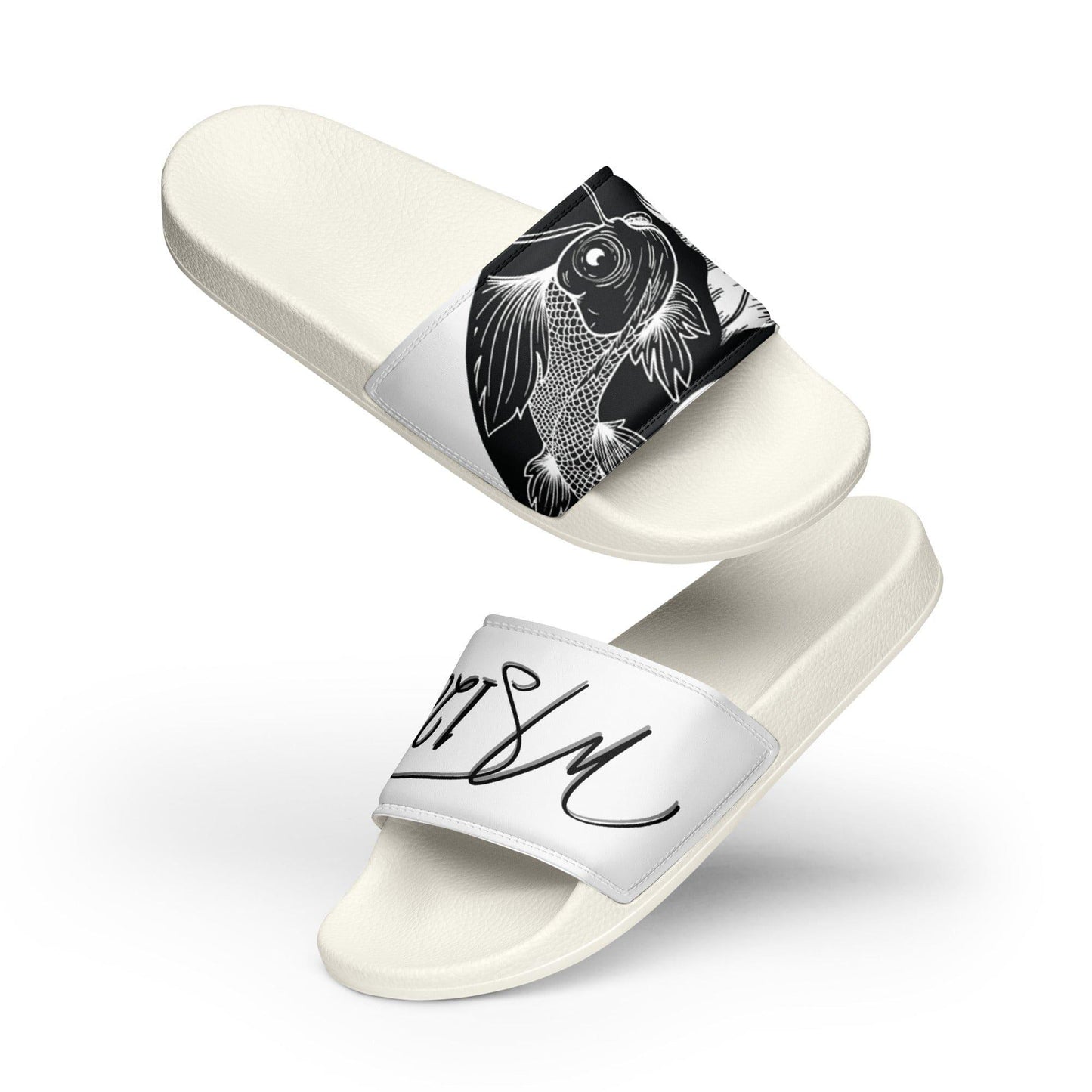 MS1282 Da Strat Classic womens slides black white athletic sandals sportswear slip on slides