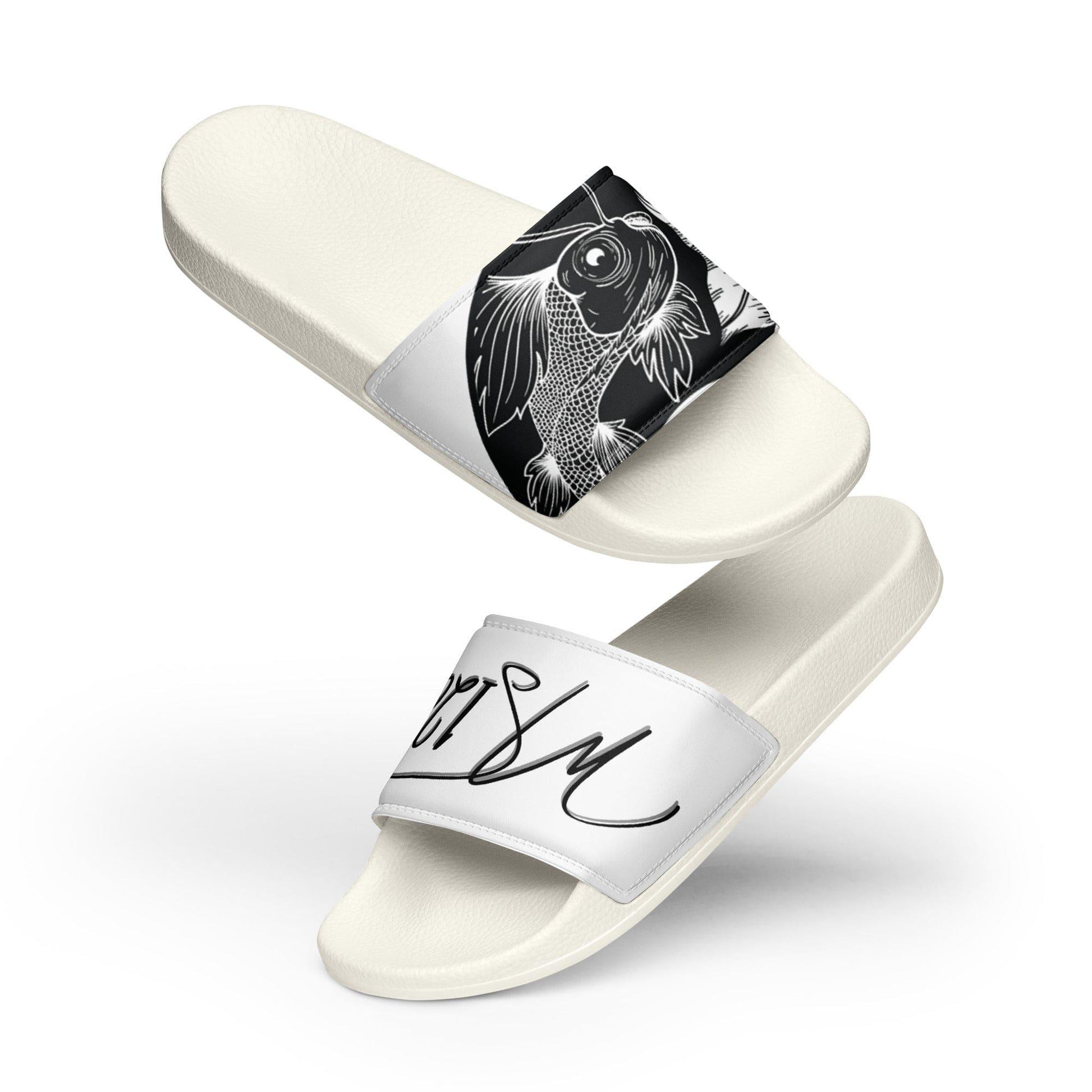 MS1282 Da Strat Classic womens slides black white athletic sandals sportswear slip on slides