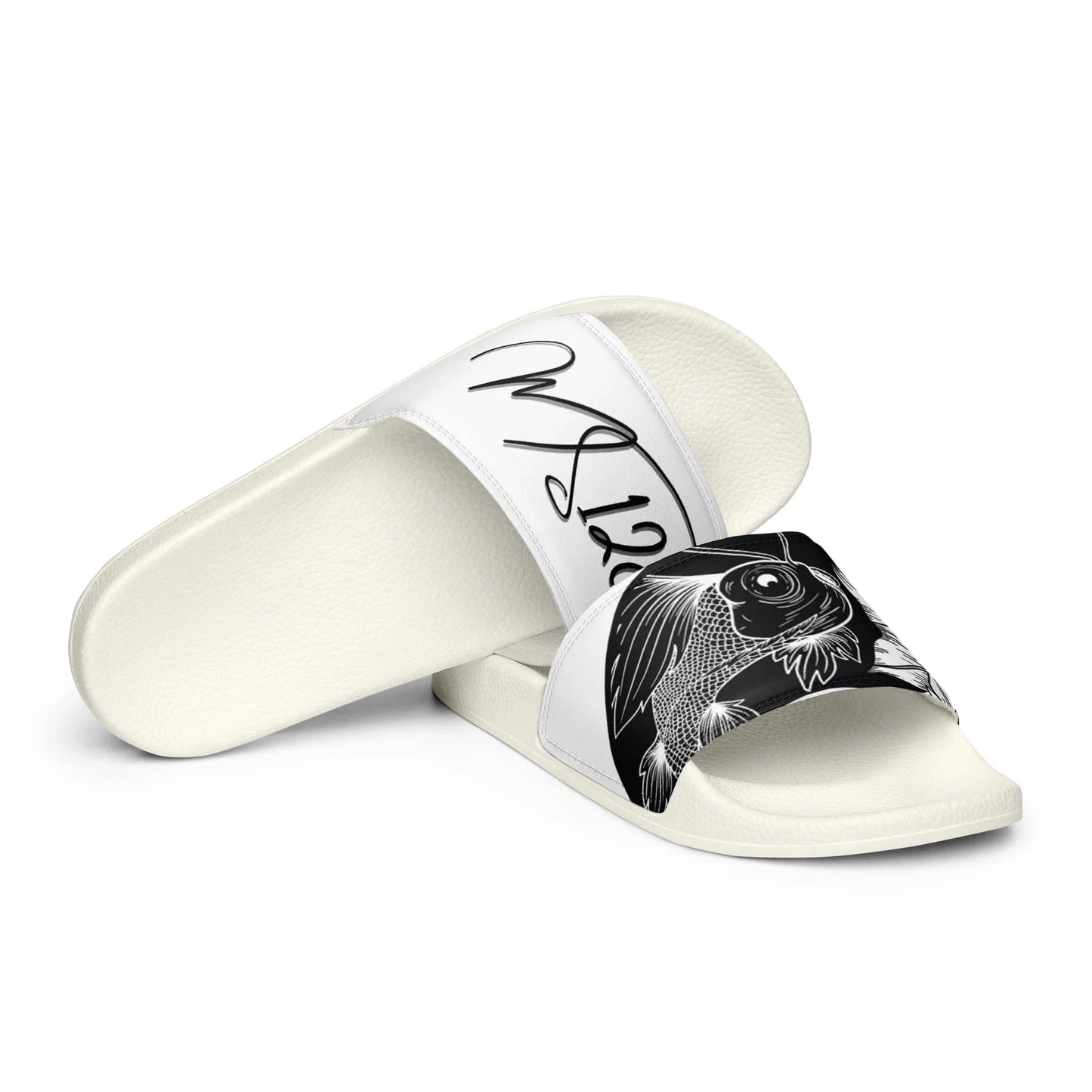 MS1282 Da Strat Classic womens slides black white athletic sandals sportswear slip on slides