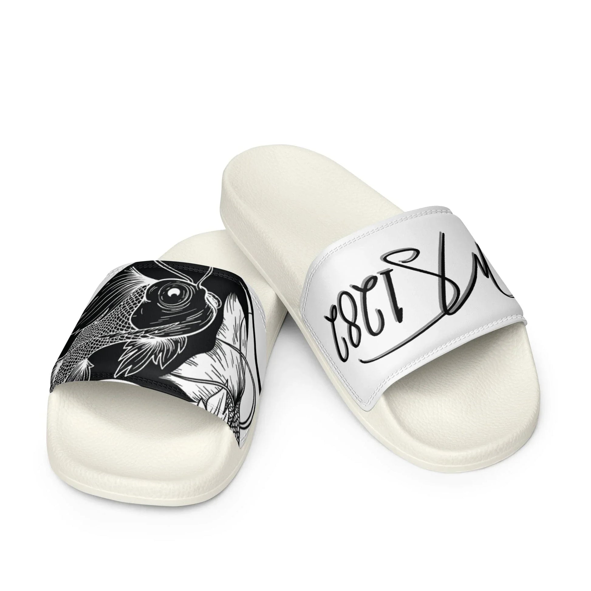MS1282 Da Strat Classic womens slides black white athletic sandals sportswear slip on slides