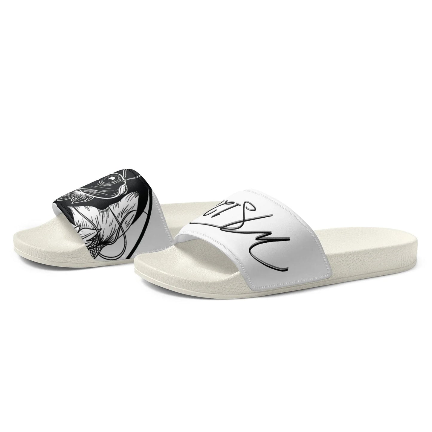 MS1282 Da Strat Classic womens slides black white athletic sandals sportswear slip on slides