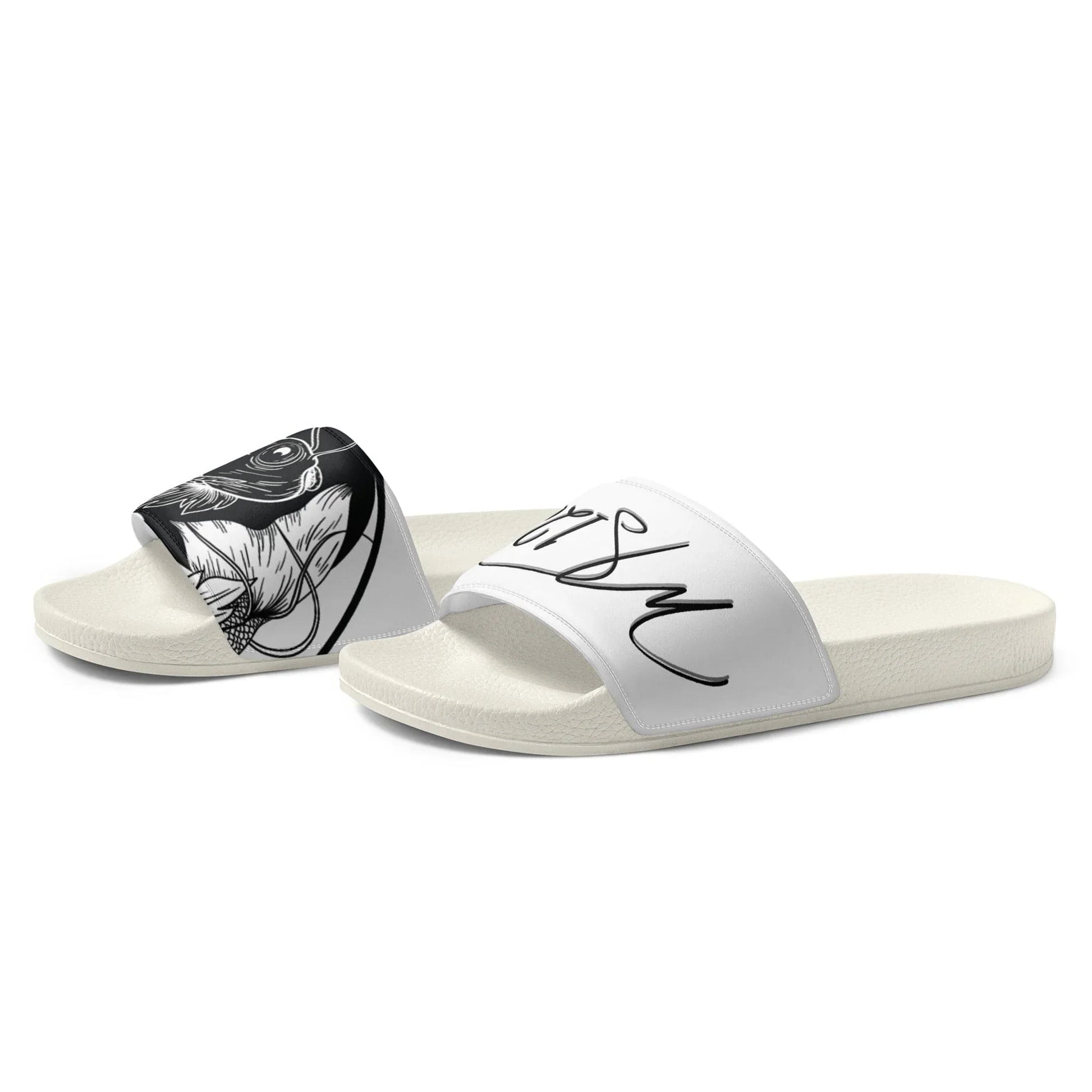 MS1282 Da Strat Classic womens slides black white athletic sandals sportswear slip on slides