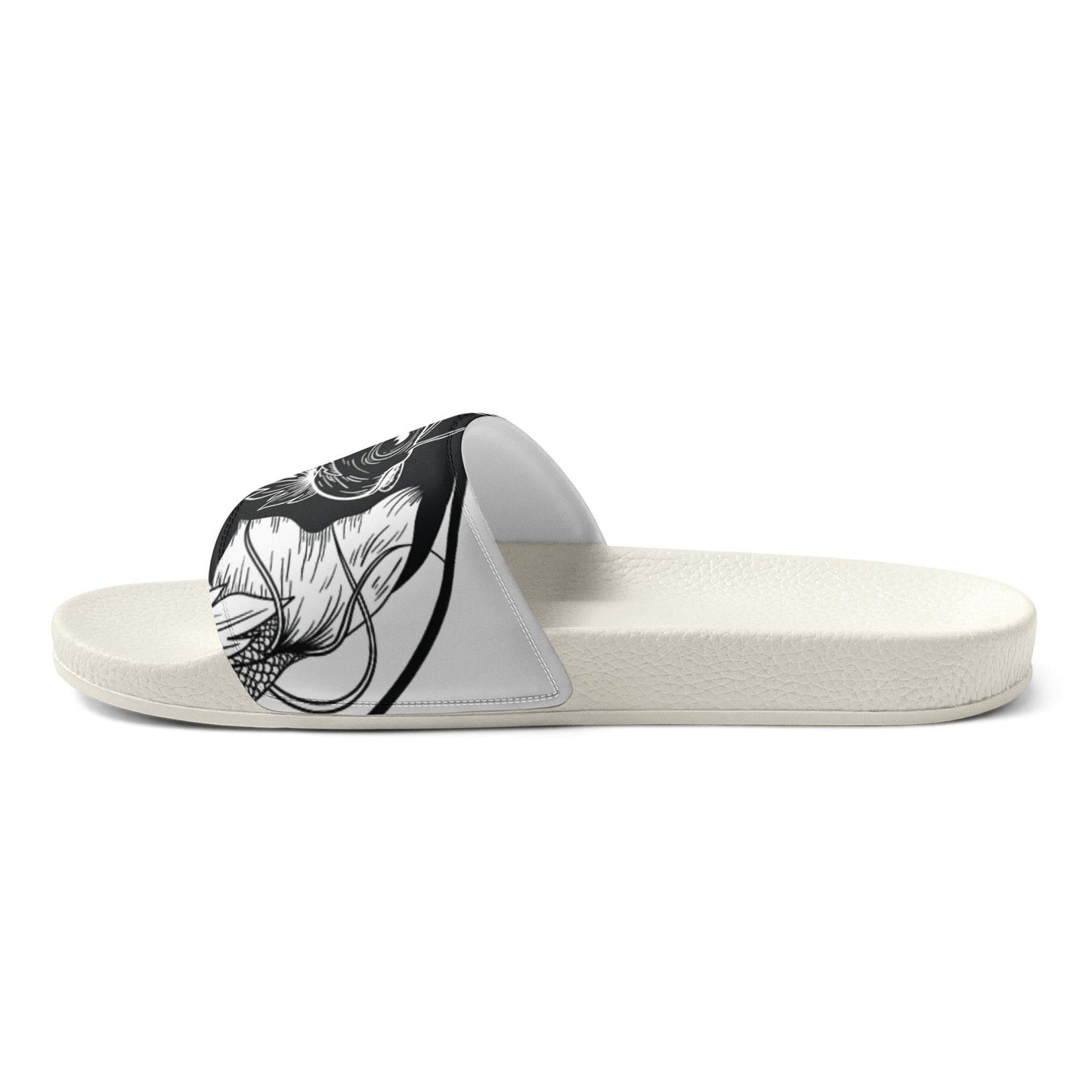 MS1282 Da Strat Classic womens slides black white athletic sandals sportswear slip on slides